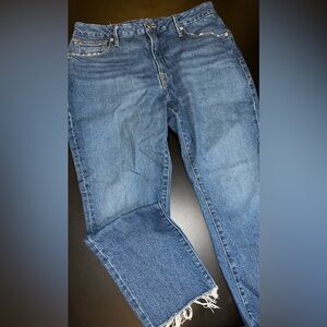 Good American High rise Straight Leg Raw Hem Jeans Size 30 EUC